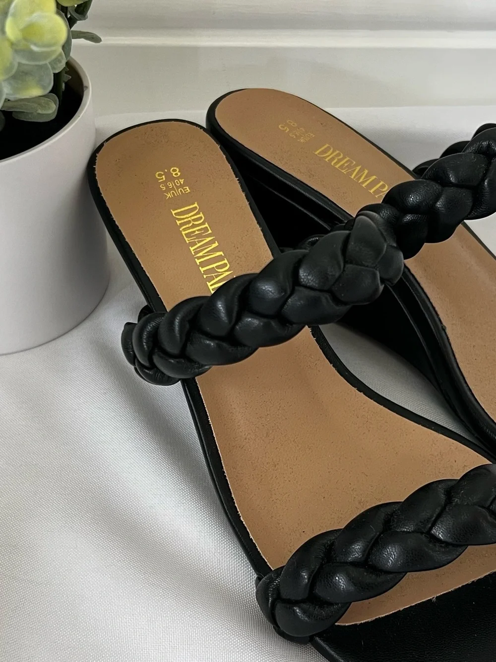 Dream Pairs Bkack Braided Strap Heeled Sandals